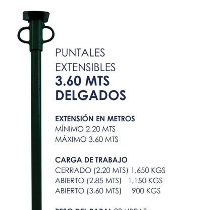 RENTA DE PUNTALES EXTENSIBLES 3.60 MTS