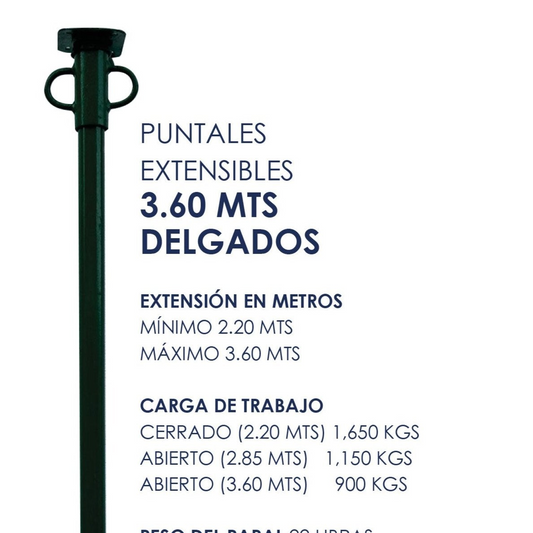 RENTA DE PUNTALES EXTENSIBLES 3.60 MTS