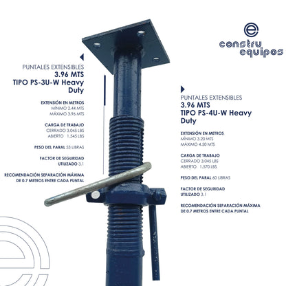 RENTA DE PUNTALES EXTENSIBLES HEAVY DUTY 3.96 MTS